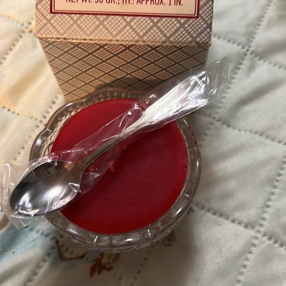 Avon Fostoria Condiment with Dish Spoon Ariane Candle 1981 Hand Cut Crystal Dish - Picture 10 of 12